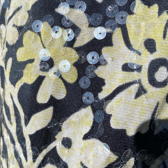 Jones New York women' Top 1X clear sequin Black/Lt Citron 3/4 sleeve Boxy blouse - Picture 3 of 7
